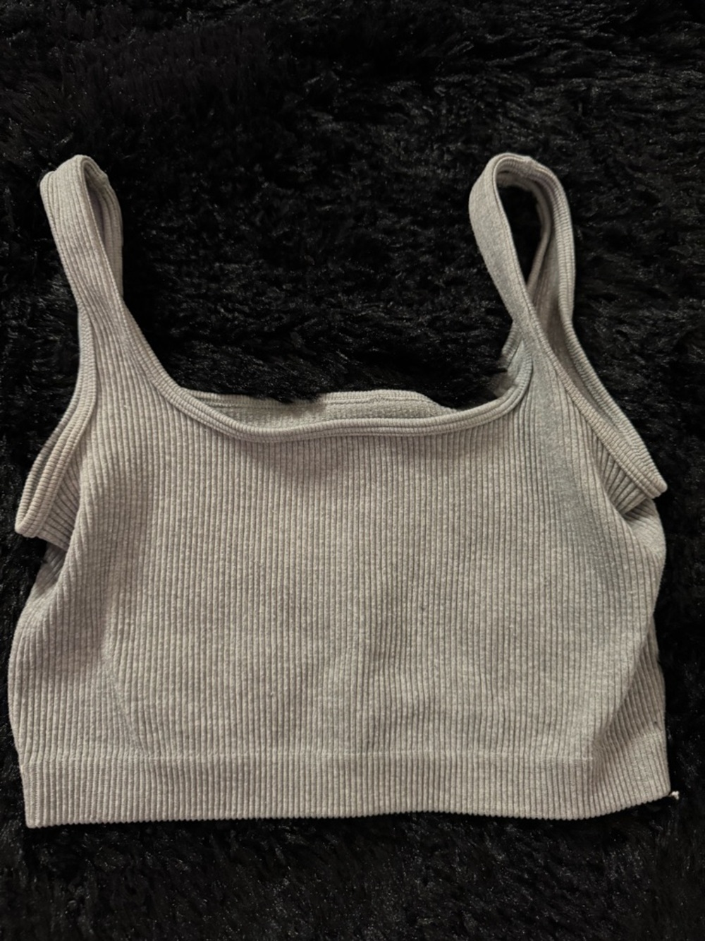 Ambiance Ribbed Crop Tank Top - Light Gray